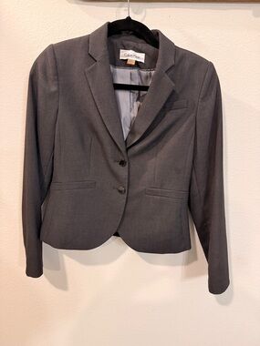 Calvin Klein Women's Dark Gray Two-Button Tailored Blazer